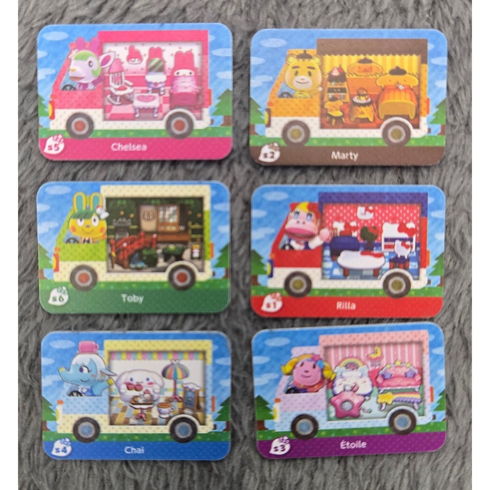 Animal Crossing Sanrio Amiibo Cards Set of 6 Chelsea Marty Toby Rilla Etoile